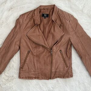 NWOT G By Guiliana Brown Faux Leather Jacket size S